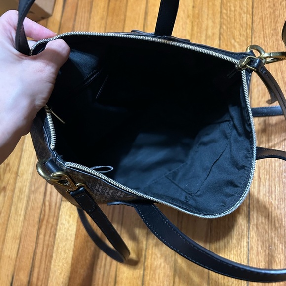 FOSSIL FELICITY SATCHEL CROSSBODY HANDBAG, BLK/BROWN - Picture 7 of 11